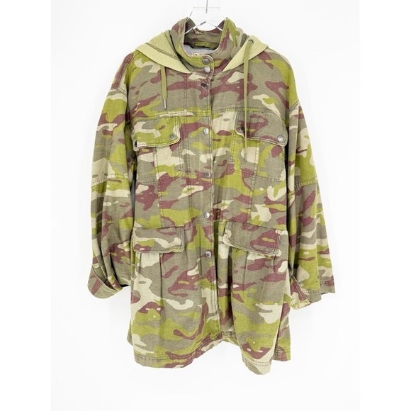 Free People Jackets & Blazers - Free People Nocturne Camo Parka Jacket Women's Size S Green Utility Grunge